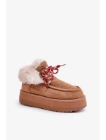 Dámske snežnice s nízkou platformou a kožušinou Camel Neathren Dámske snežnice s nízkou platformou a kožušinou Camel Neathren