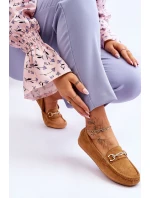 Klasyczne Zamszowe Mokasyny Z Ozdobą Camel Amera
