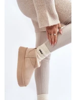 Damskie Śniegowce Na Grubej Podeszwie Beżowe Caliksa