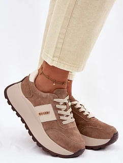 Dámské tenisky na platformě z přírodního semiše tmavě béžové Rosinae