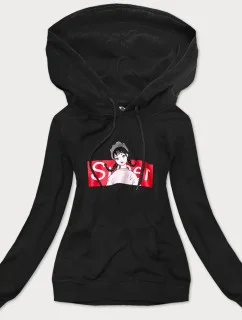 Čierna dámska športová mikina s kapucňou (N4596)