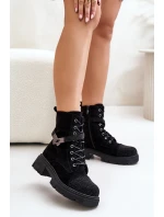 Ocieplane Botki Workery Ze Zdobieniem S.Barski HY42-281 Czarne