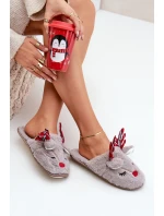 Świąteczne Kapcie Z Motywem Renifera Ciemnobeżowe Sylaia