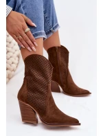 Dámské otevřené kotníkové boty na podpatku hnědé Rivorina