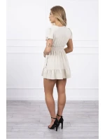 Šaty s viazaným výstrihom do V béžovej farby