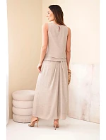 Dámska súprava z viskózy s tielkom bez rukávov a širokými nohavicami s fango lemom