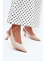 Textilné sandále na podpätku Beige Delessa Textilné sandále na podpätku Beige Delessa