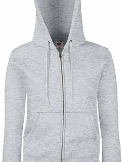 Fruit of the Loom Premium Lady-Fit Hooded Jacket Dámska mikina s kapucňou 16.2118 heather grey
