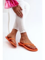 Płaskie Elastyczne Klapki Japonki Damskie ZAXY JJ285254 Pomarańczowe