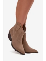 Wsuwane Botki Kowbojki Damskie Z Naturalnego Zamszu Beżowe Beretta