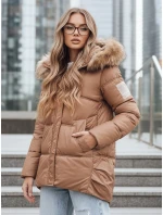 Dámska zimná prešívaná bunda s kapucňou FashionStreet camel TY5508 Dámska zimná prešívaná bunda s kapucňou FashionStreet camel TY5508