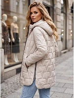 Dámska prešívaná bunda s odnímateľnou kapucňou, svetlosivá, FashionStreet TY5792 Dámska prešívaná bunda s odnímateľnou kapucňou, svetlosivá, FashionStreet TY5792