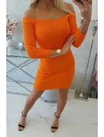 Pruhované vypasované šaty oranžové neónové