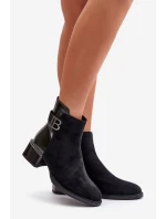 Eleganckie Botki Na Obcasie Ocieplane MR880-040 Czarne