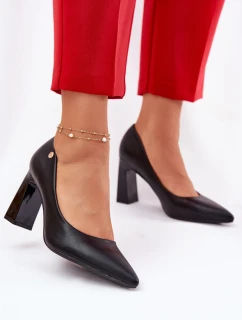 Eleganckie Czółenka Na Słupkowym Obcasie Vinceza 62221 Czarne