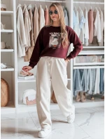Dámska nadrozmerná mikina s potlačou GOOSHY bordová FashionStreet BY1426 Dámska nadrozmerná mikina s potlačou GOOSHY bordová FashionStreet BY1426