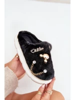 Futrzane Kapcie Z Przypinkami Czarne Ivelfedi