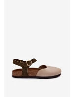 Dámske semišové kožené sandále s uzavretou špičkou Maciejka H7365-04 beige