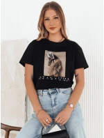 Dámske bavlnené tričko CARSTI black FashionStreet RY2403 Dámske bavlnené tričko CARSTI black FashionStreet RY2403