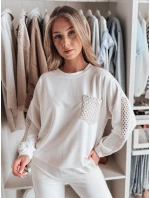 Dámska nadrozmerná mikina LUXEEN ecru FashionStreet RY2793 Dámska nadrozmerná mikina LUXEEN ecru FashionStreet RY2793