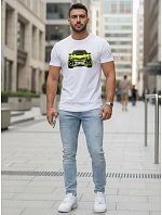 Pánske tričko s potlačou auta biele FashionStreet NX5015R Pánske tričko s potlačou auta biele FashionStreet NX5015R