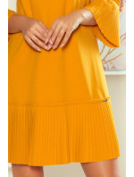Pohodlné plisované dámske šaty v horčicovej farbe model 7771171