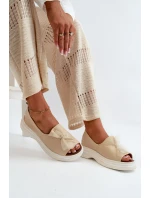Zazoo 2939 Dámske kožené sandále s mašľou Light Beige Zazoo 2939 Dámske kožené sandále s mašľou Light Beige