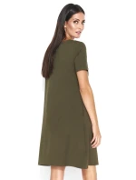 Dámske šaty na denné nosenie vo voľnom strihu krátkej khaki - Khaki - Makadamové Dámske šaty na denné nosenie vo voľnom strihu krátkej khaki - Khaki - Makadamové