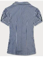 Tmavo modro-biela dámska pruhovaná košeľa s krátkymi rukávmi (SSD2021D) Tmavo modro-biela dámska pruhovaná košeľa s krátkymi rukávmi (SSD2021D)