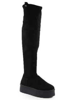 Dámske čierne semišové topánky na platforme Big Star SS274264