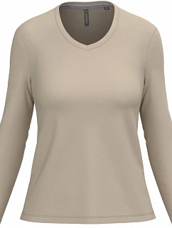 Kariban K 382 Dámske tričko s výstrihom do V a dlhými rukávmi 20.K382 light sand