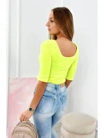 Blúzka s okrúhlym výstrihom žltá neónová