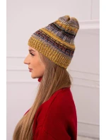 Čiapka s fleecom Patrycja K254 denim+mustard