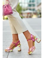Sandały Damskie Na Słupku W Kwiaty D&A CR980 Różowe