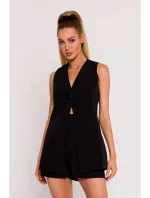 M776 Bunda bez rukávov s jedným gombíkom - čierna