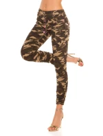 Dámske trendy Army skinnies 0000K600-273A khaki vzor - Koucla