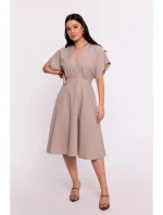 Roztiahnuté šaty B278 béžová - BeWear
