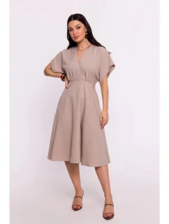 Roztiahnuté šaty B278 béžová - BeWear