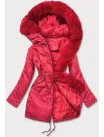 Dámska parka s kožušinou červená (5m762-270)