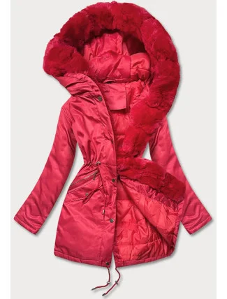 Dámska parka s kožušinou červená (5m762-270)