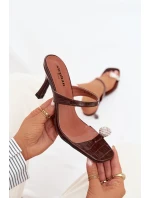 Dámské lodičky na jehle s ozdobným detailem Čokoládové Lorissa