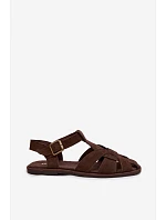 Dámske prírodné semišové sandále Big Star TT274249 Chocolate