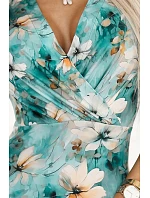 Dámske šaty 379-4 zelené s kvetmi - Numoco