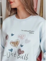 Dámska nadrozmerná mikina so srdiečkami PINKNOTE modrá FashionStreet BY1502 Dámska nadrozmerná mikina so srdiečkami PINKNOTE modrá FashionStreet BY1502
