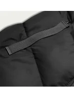 Čierna páperová dámska vesta s kožušinou (5M787-392)