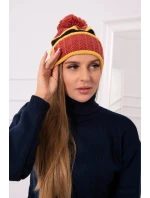 Dámska čiapka Kinga K297 červená+horčicová+čierna Dámska čiapka Kinga K297 červená+horčicová+čierna