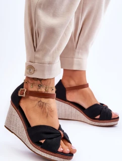 Sandały Damskie Na Koturnie Czarne Daphne