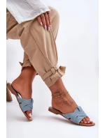 Damskie Materiałowe Klapki Jasnoniebieskie Aversa