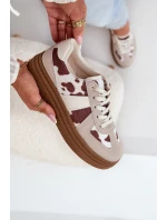 Damskie Sneakersy Na Platformie W Łaty Beżowe Lincidi