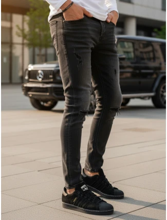 Pánske čierne nohavice FashionStreet UX3823